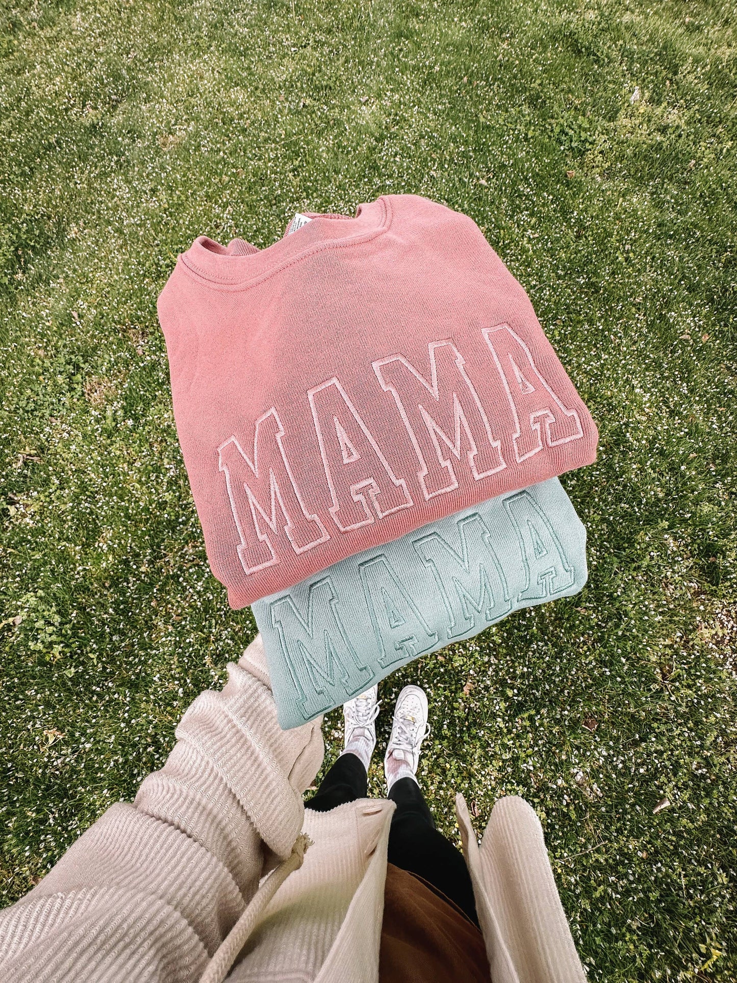 Neutral Embroidered MAMA Sweatshirt