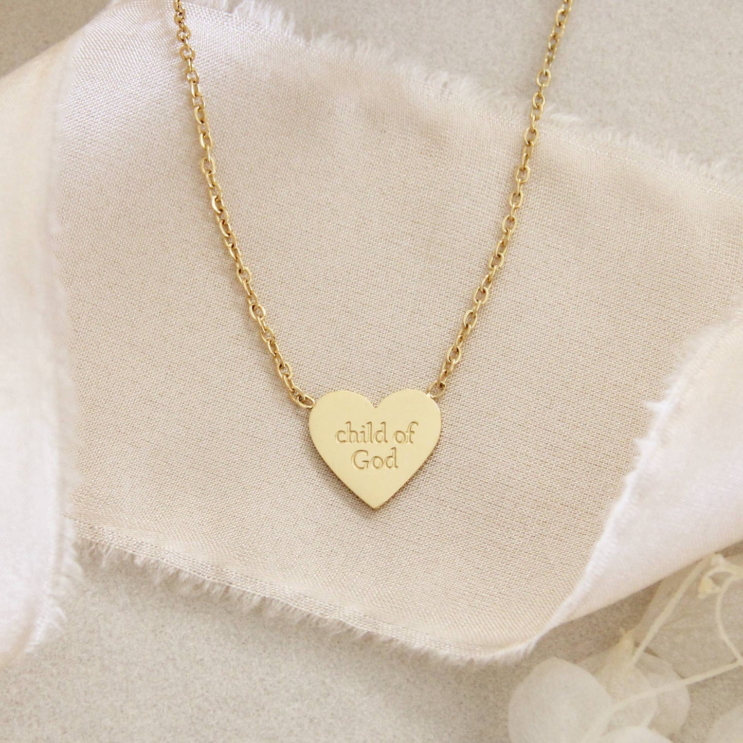 Child of God Chosen Heart Necklace, Ephesians 1:4-5