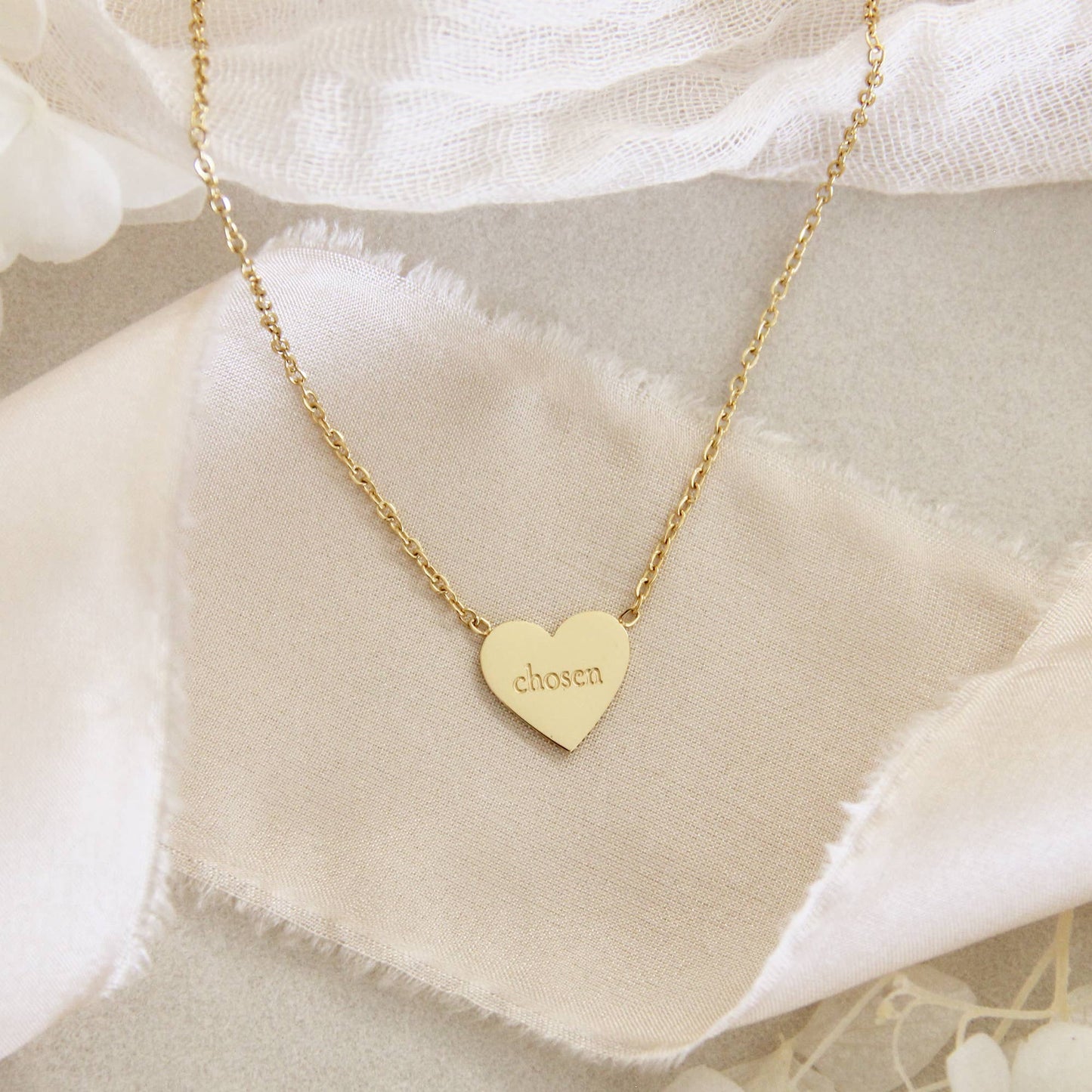 Child of God Chosen Heart Necklace, Ephesians 1:4-5