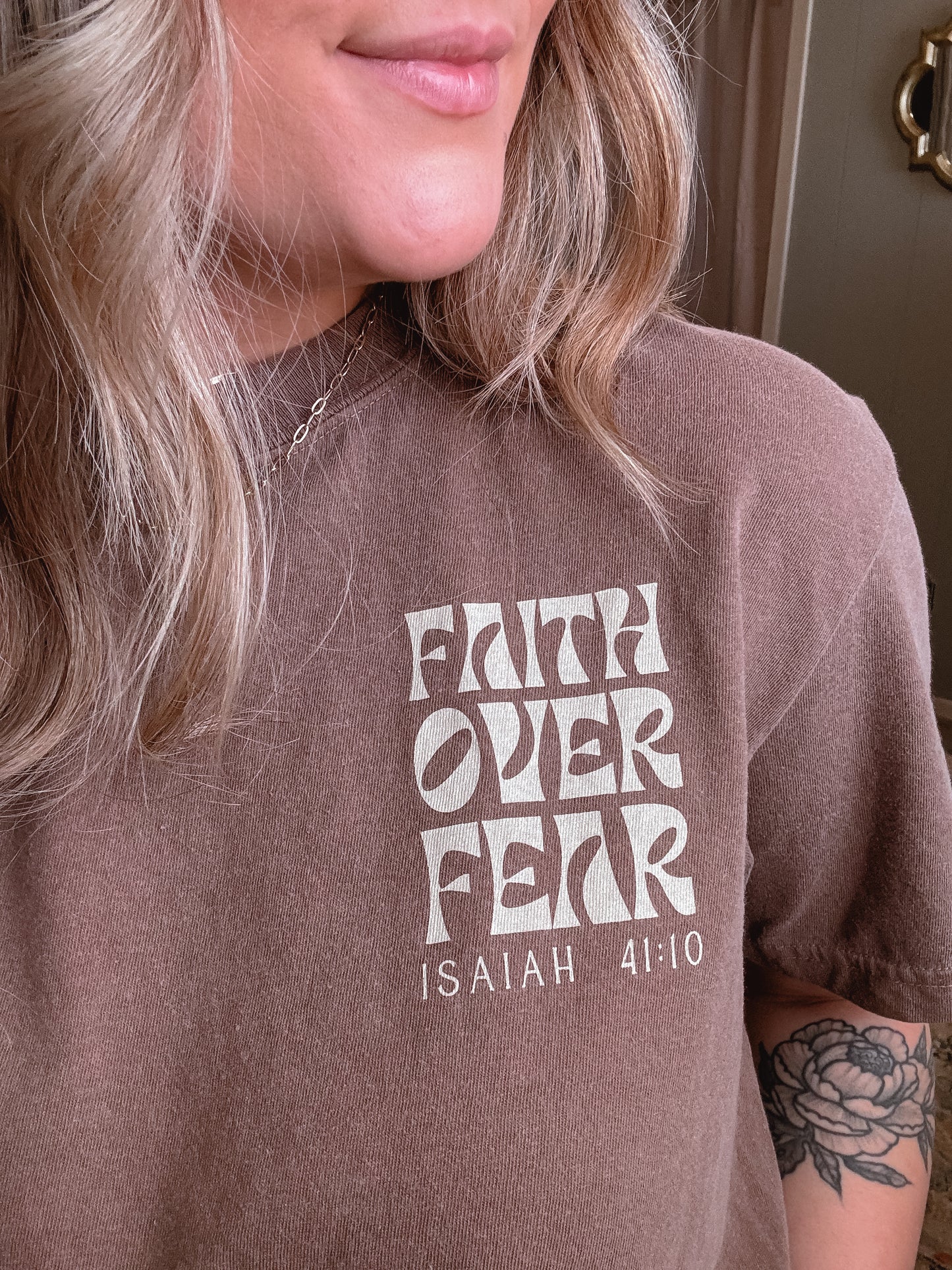 Faith Over Fear Graphic Tee Transfer Screen Graphic Tshirt