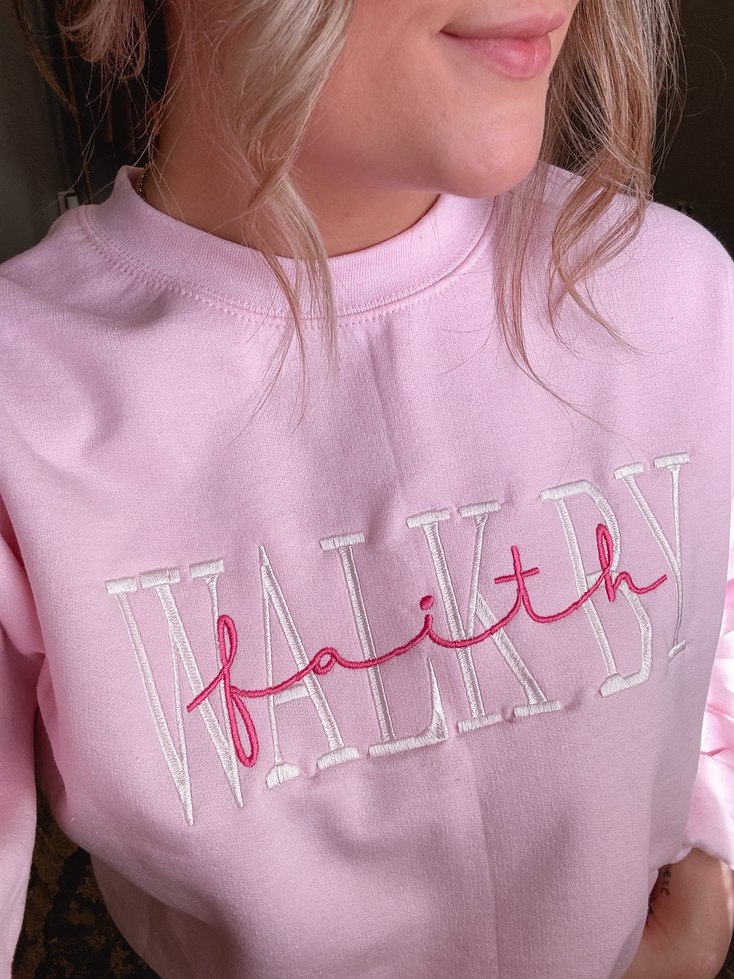 Embroidered Walk By Faith Sweatshirt