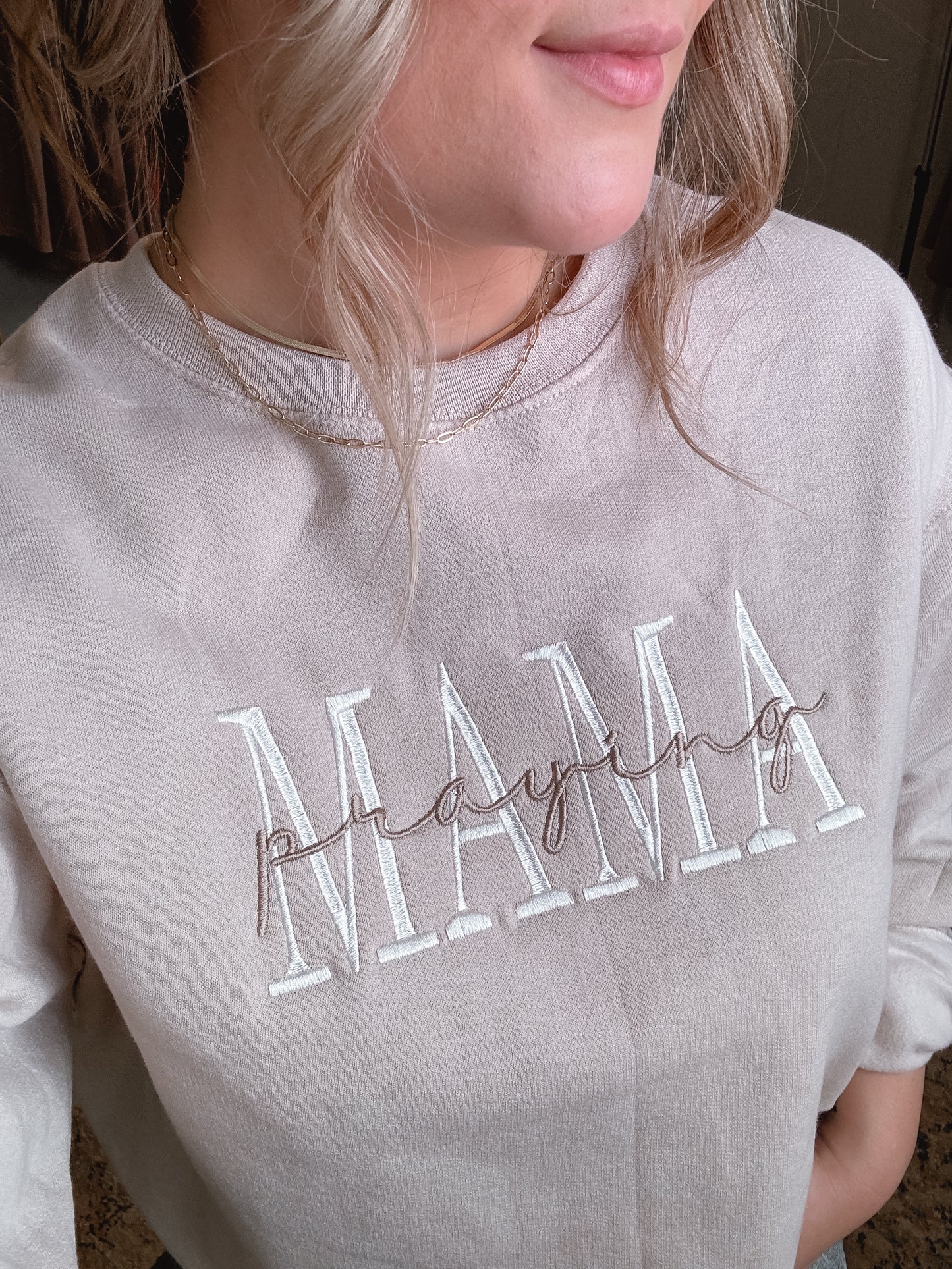 Embroidered Praying Mama SAND Sweatshirt ORIGINAL