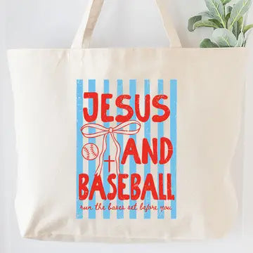 Jesus and Baseball Canvas Jumbo Tote
