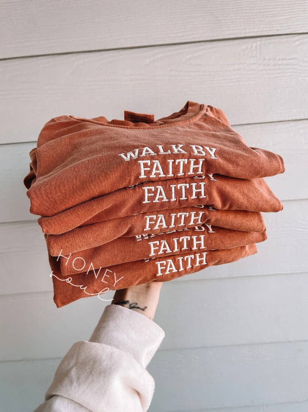 Embroidered Walk By Faith Tee